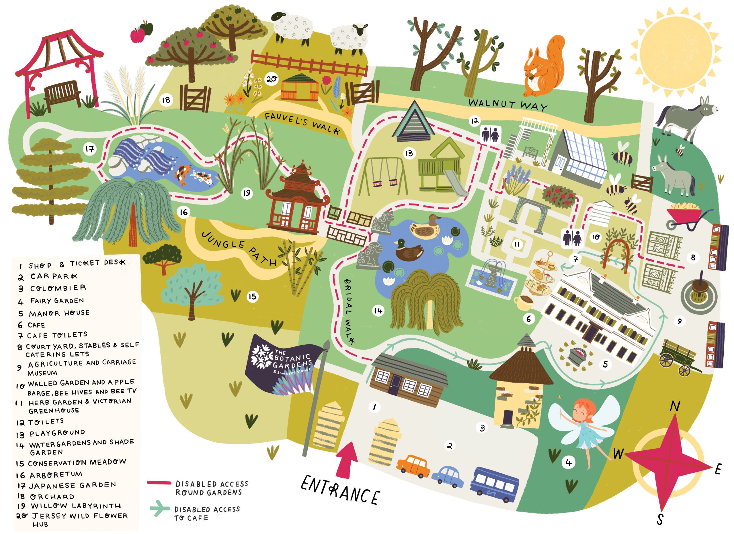 Samarés Manor and Botanical Gardens map UPDATED 2025
